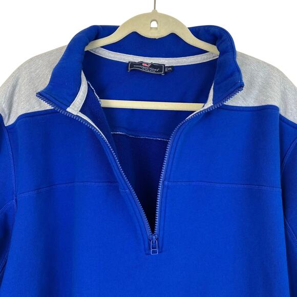 Vineyard Vines Mens XXL Half Zip Sweatshirt Pullover Two-toned Blue Grey Warm - Picture 7 of 16